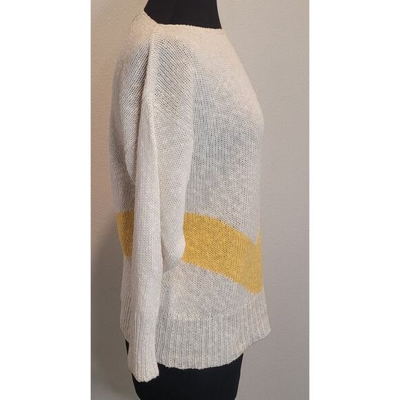 VTG 80s/90s Fashion Arsty Knit Ivory Yellow Geometric Art-to-Wear Sweater M - Picture 2 of 7